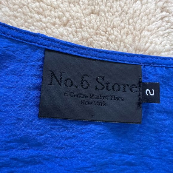 No. 6 Store Blue Double Ruffle Sleeve Button Down Blouse No 6 - Picture 2 of 5